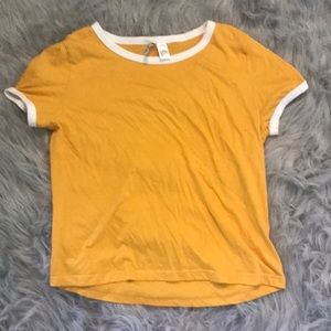 Yellow shirt with white borders